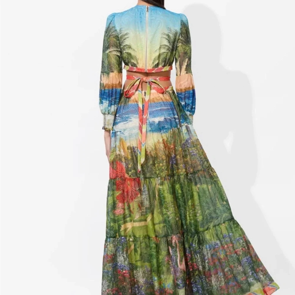 Alice + Olivia Patricia Tiered Vibrant Multicolor Maxi Dress - Picture 4 of 6